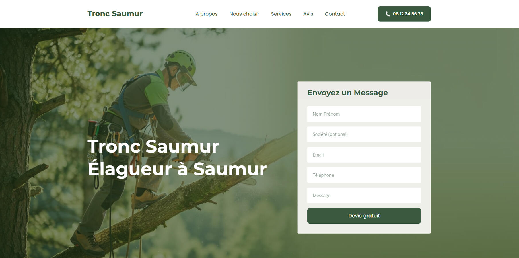 Informations, contact et formulaire pour élagueur